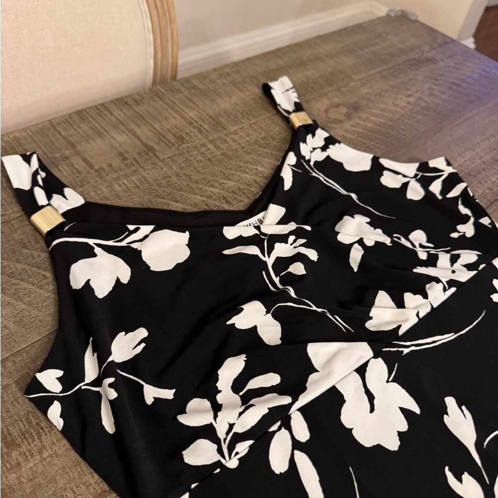 White House Black Market Floral Black and White Women's Dress Size S - Picture 8 of 14